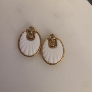 Elegant Gold and White Earrings